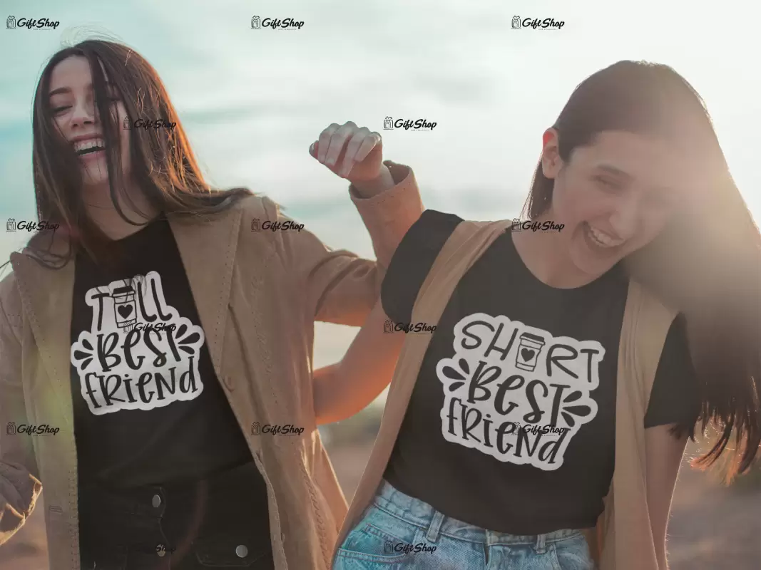 Short & tall best friends, set 2 tricouri cu mesaje.